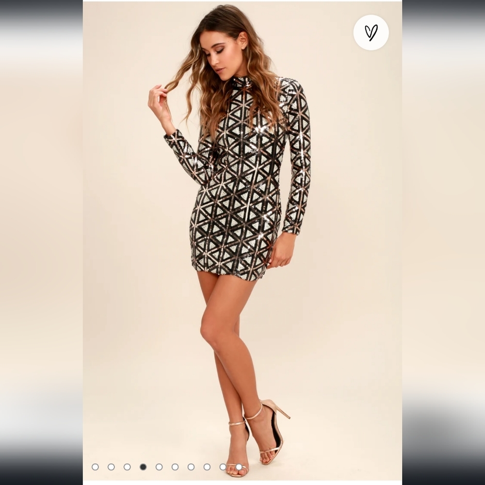 Lulus Waking Up in Vegas Rose Gold and White Sequin Dress size S